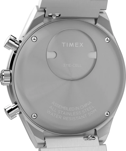 Timex : Q Timex chronographe bleu 40 mm, vue de présentation