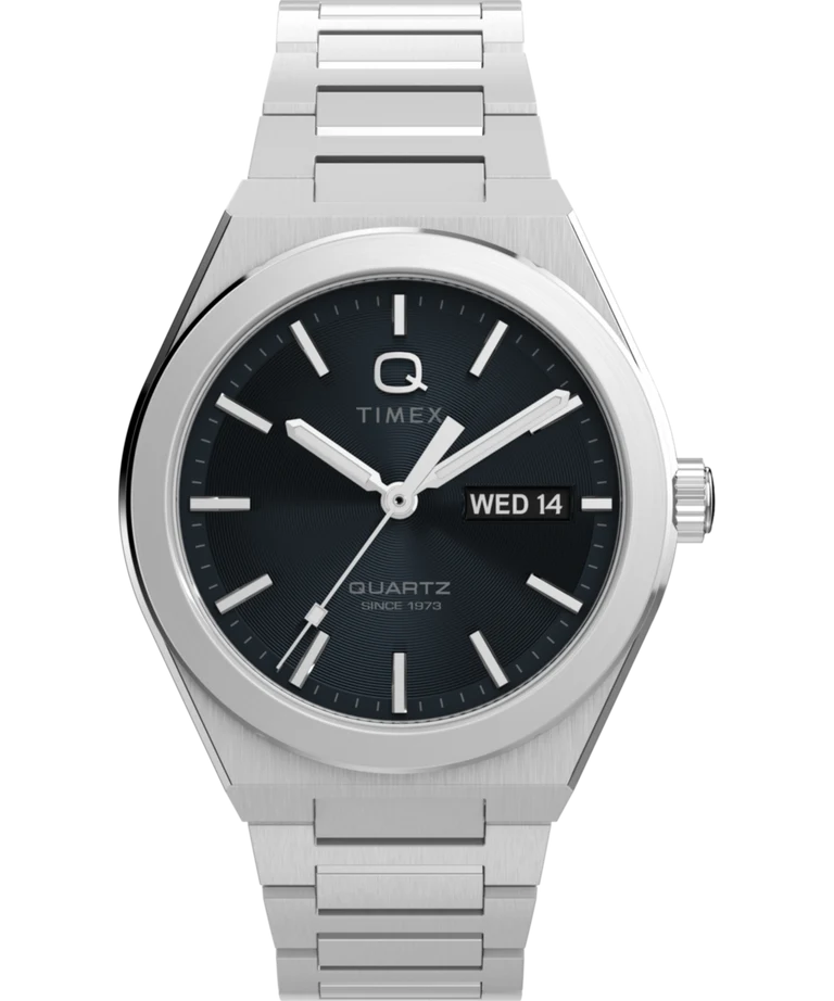 Timex : Q Timex Continental jour-date noir 39 mm, vue de face