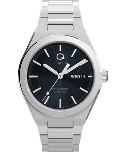 Timex : Q Timex Continental jour-date noir 39 mm, vue de face