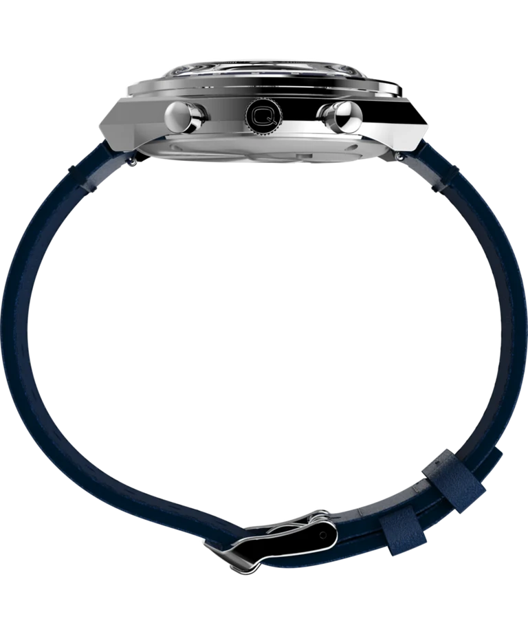 Timex : Q Timex chronographe bleu 40 mm, vue de profil
