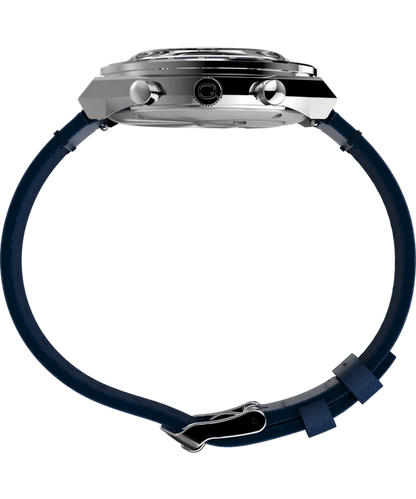 Timex : Q Timex chronographe bleu 40 mm, vue de profil
