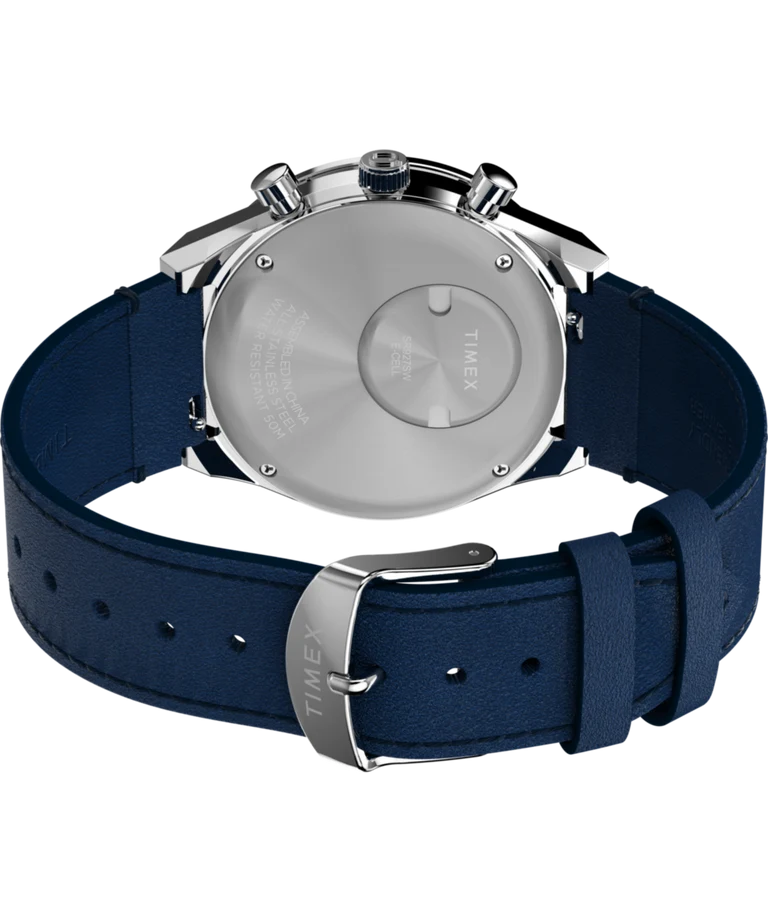 Timex : Q Timex chronographe bleu 40 mm, vue de présentation