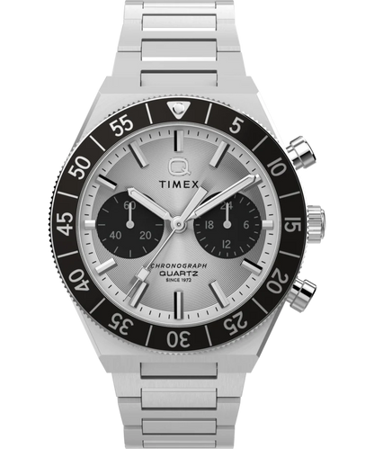 Timex : Q Timex Continental chronographe noir 40 mm, vue de face