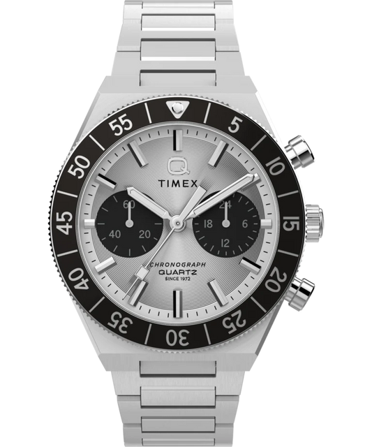 Timex : Q Timex Continental chronographe noir 40 mm, vue de face