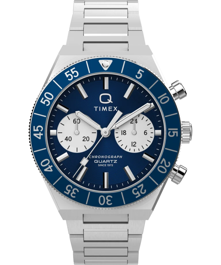 Timex Watch: Q Timex Continental Chronograph 40mm Blue TW2Y55900
