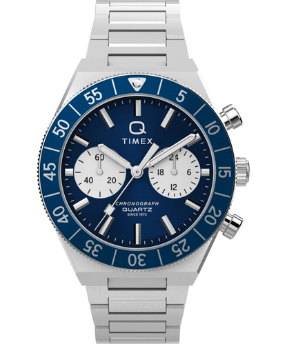 Timex Watch: Q Timex Continental Chronograph 40mm Blue TW2Y55900