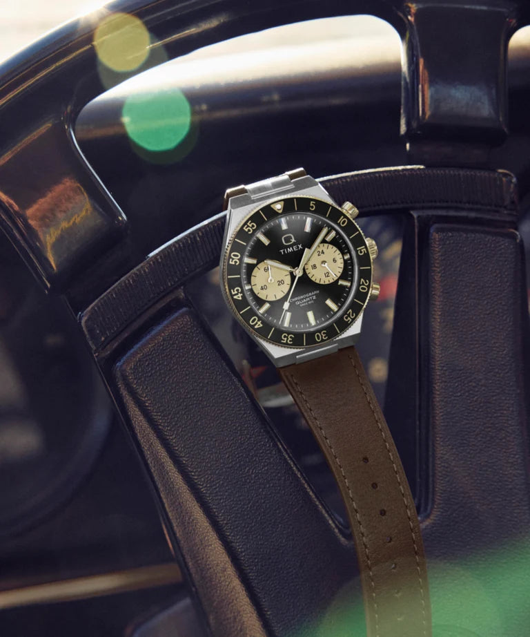 Timex : Q Timex Continental chronographe noir 40 mm, vue de présentation