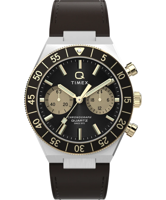 Timex : Q Timex Continental chronographe noir 40 mm, vue de face