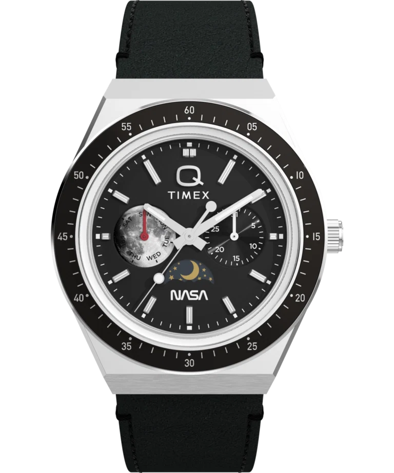 Timex : Q Timex NASA noir 40 mm, vue de face