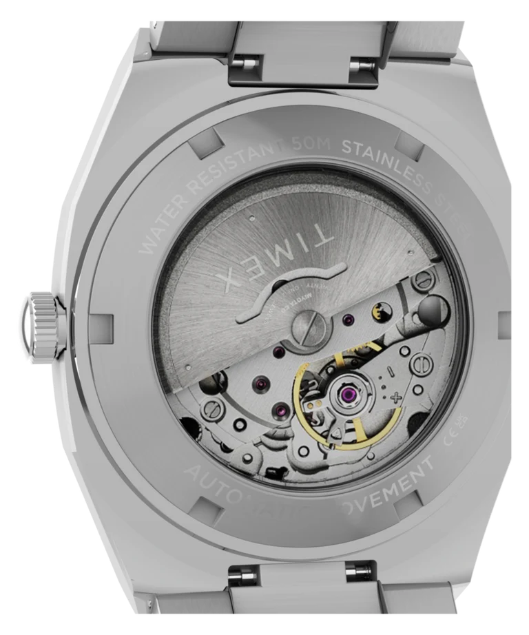 Timex : E Line automatique argenté 38 mm, vue de présentation