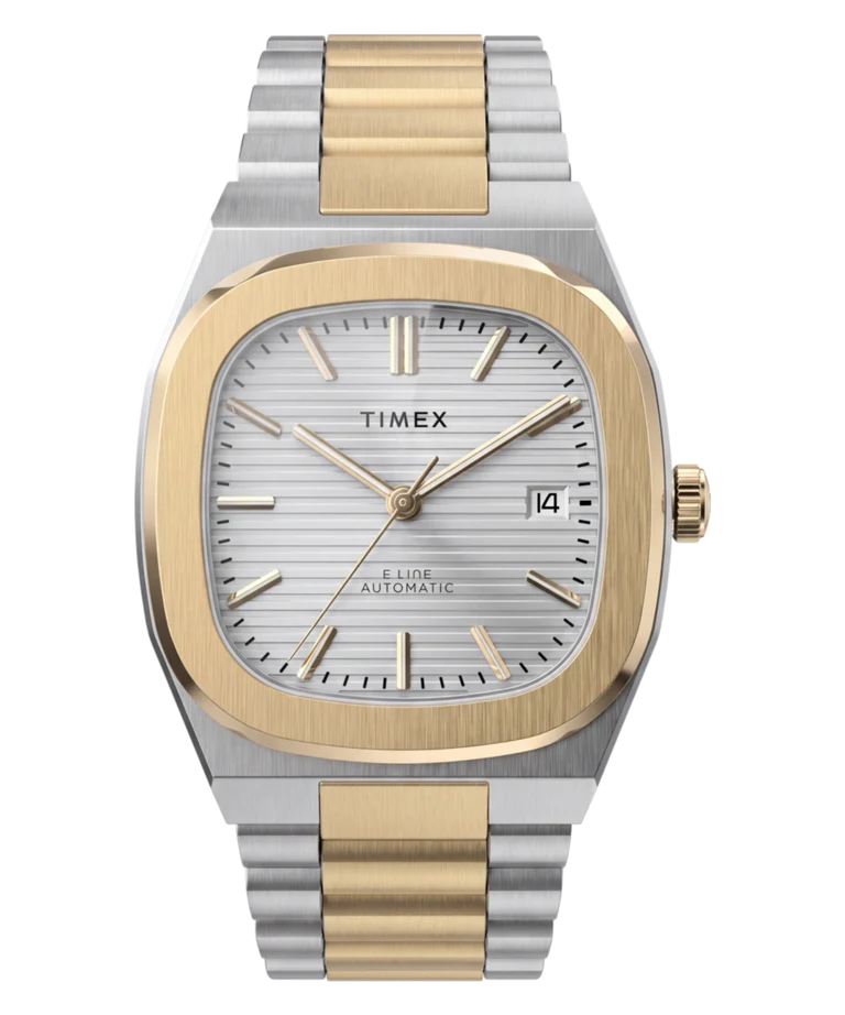 Timex : E Line automatique argenté 38 mm, vue de face