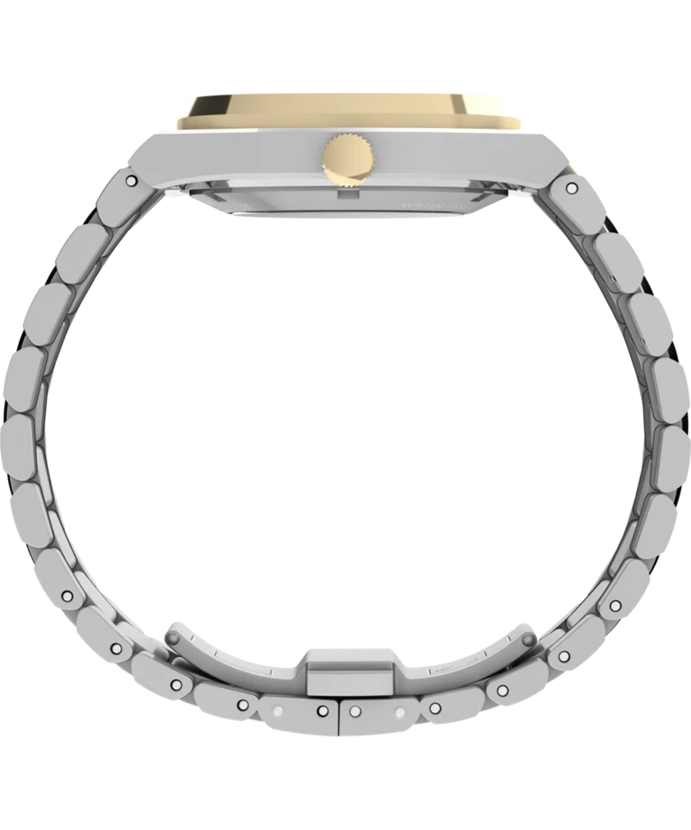 Timex : E Line automatique argenté 38 mm, vue de profil