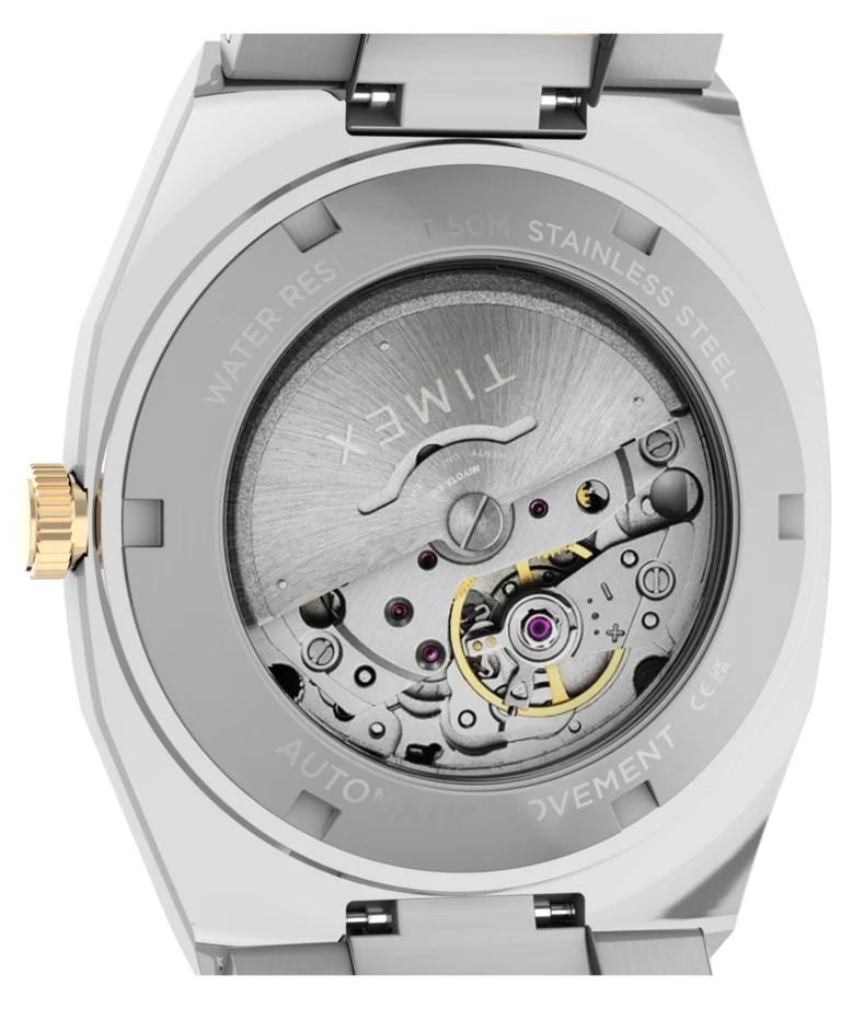 Timex : E Line automatique argenté 38 mm, vue de présentation