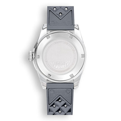 Squale 1545 grise — bracelet caoutchouc gris — vue de dos