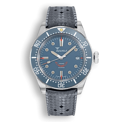 Squale 1545 grise — bracelet caoutchouc gris — vue de face