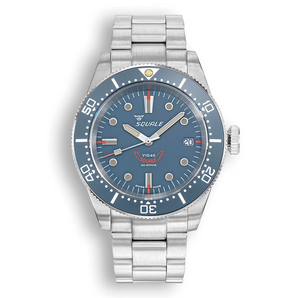 Squale 1545 grise — bracelet acier — vue de face