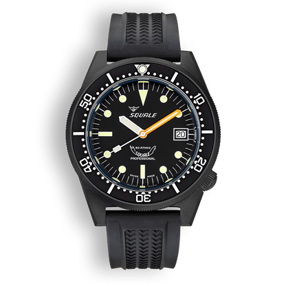 Squale 1521 DLC noire — Caoutchouc noir — vue de face