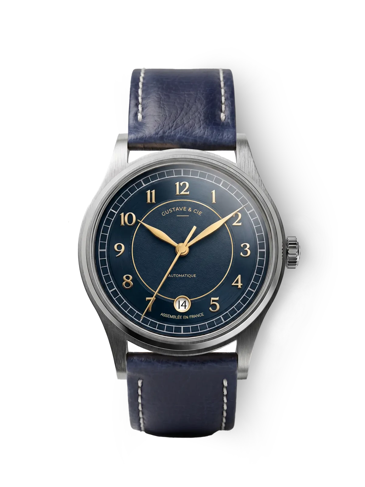 Gustave & Cie Charles Argent Et Bleu — Cuir Bleu Vegan Surpiqué