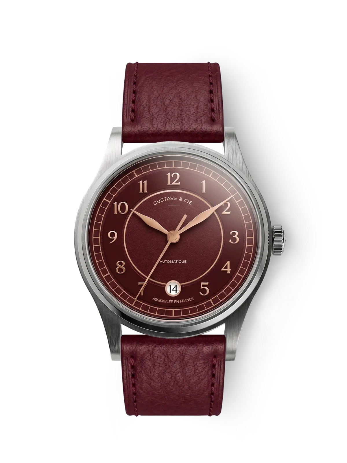 Gustave & Cie Charles Argent Et Cerise — Cuir Bordeaux Grainé