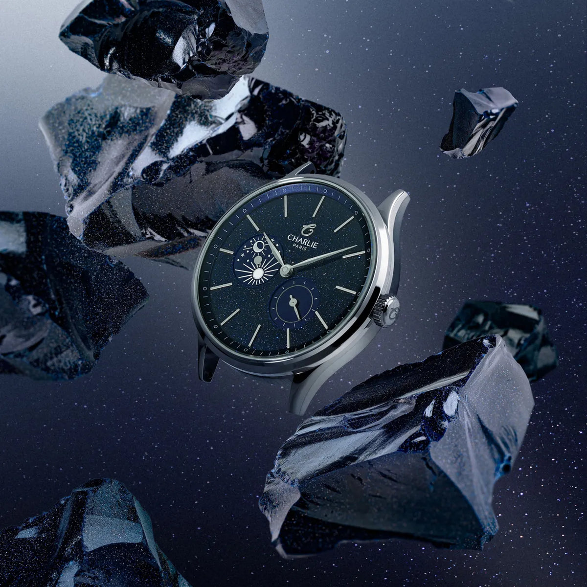 Charlie Paris Initial Jour/Nuit aventurine 36 mm : présentation du cadran aventurine