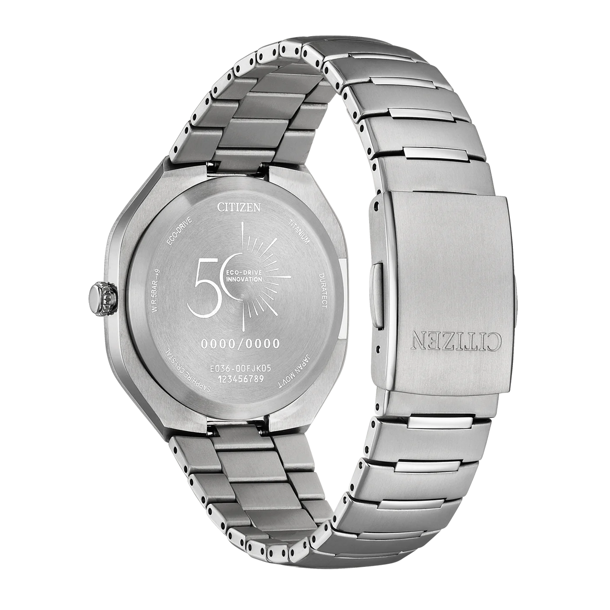 Citizen Photon Eco-Drive BJ6560-53W – Vue du bracelet et du fond