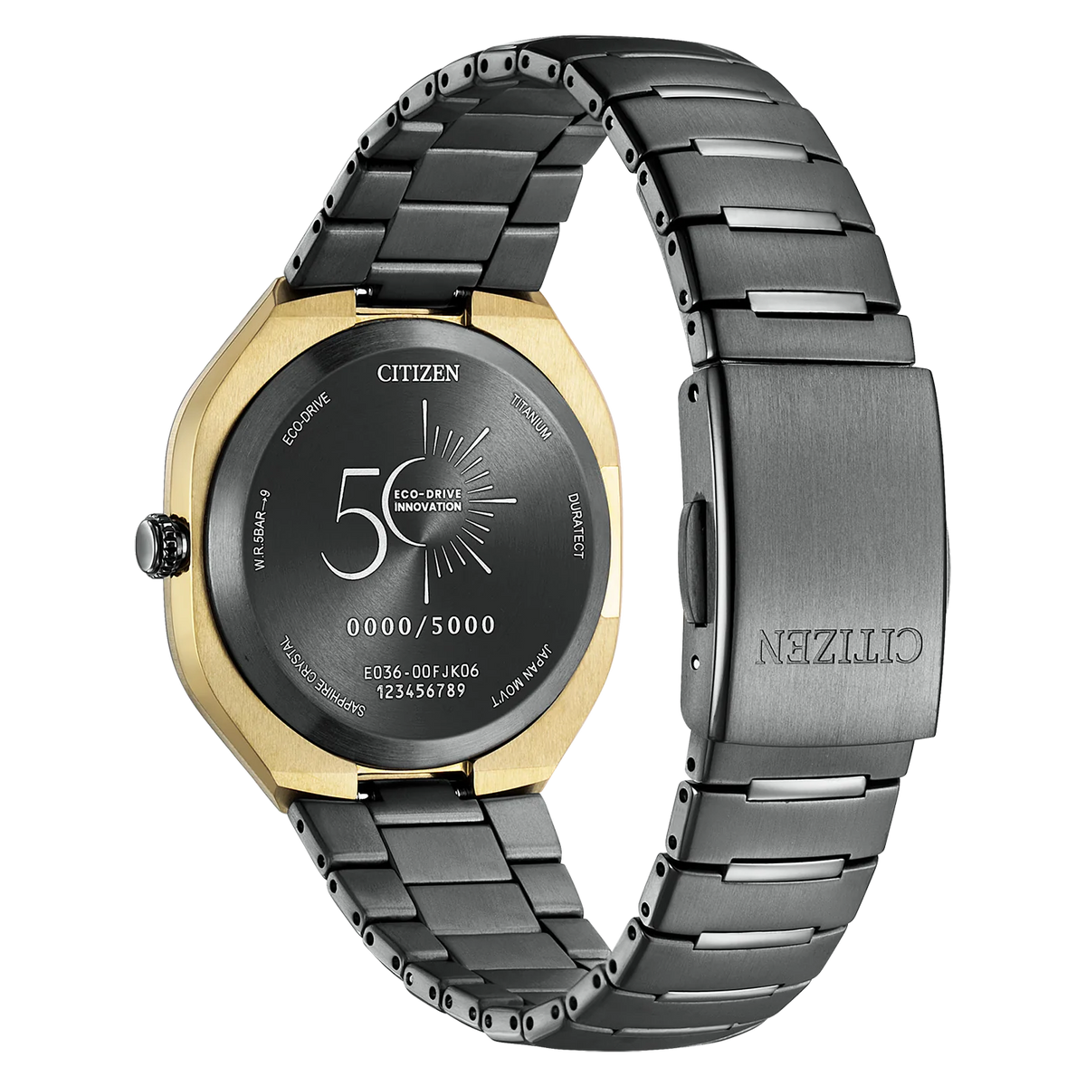 Citizen Photon Eco-Drive BJ6569-59X – Vue du bracelet et du fond