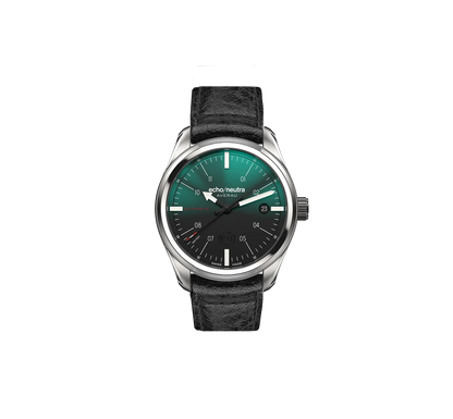 Montre Echo/Neutra : Averau 39 3H Vert Dégradé — bracelet cuir de buffle noir
