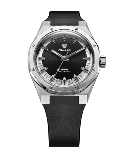 Nivada F77 Tuxedo MK2, bracelet caoutchouc noir