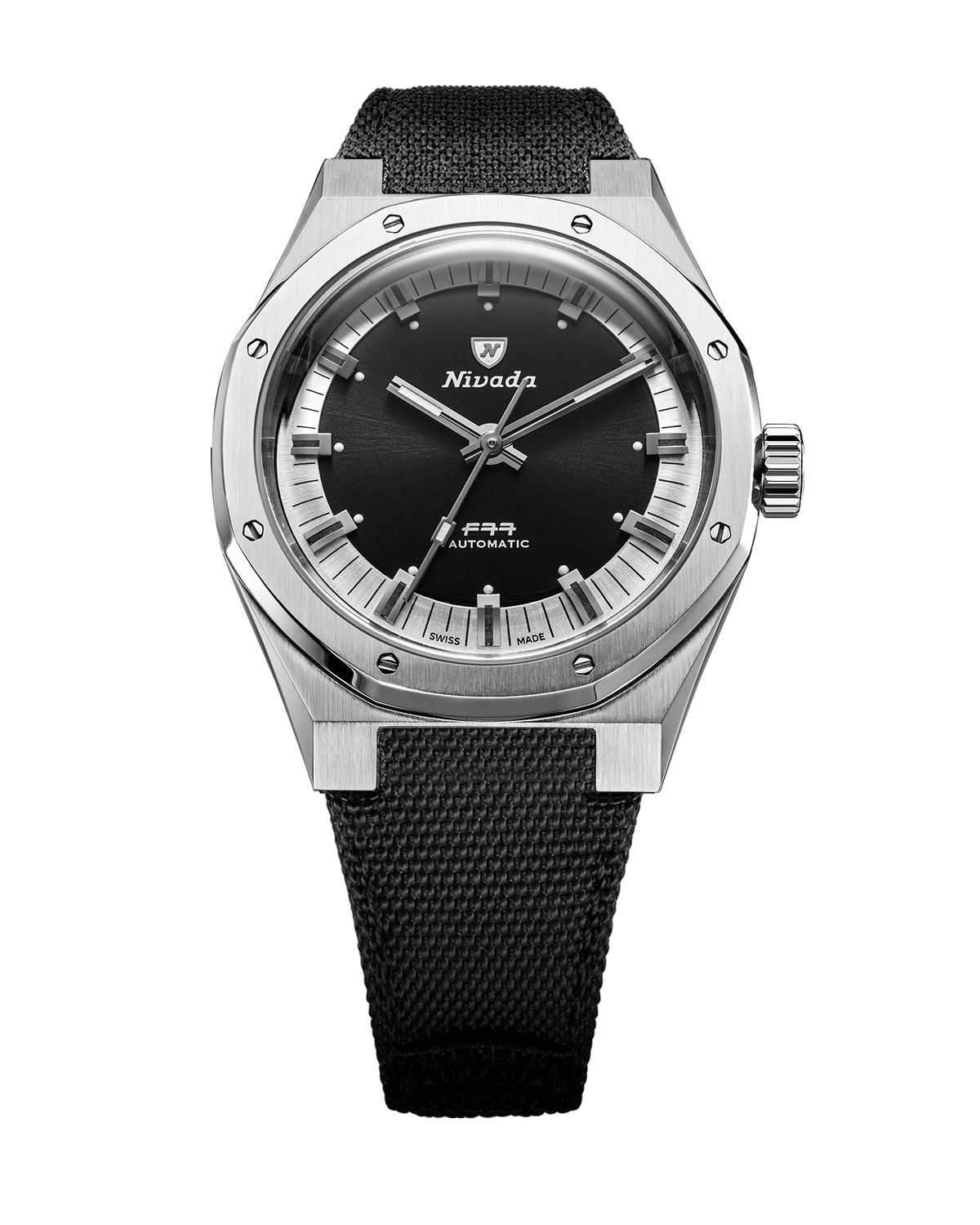 Nivada F77 Tuxedo MK2, bracelet toile noir