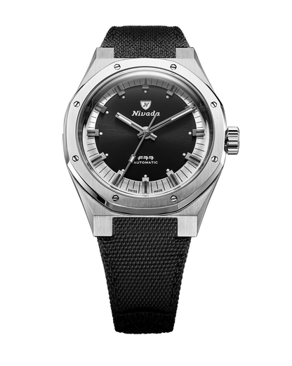 Nivada F77 Tuxedo MK2, bracelet toile noir