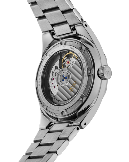 Montre Nivada Grenchen : F77 Titanium Open Heart MK2 Aventurine Verte : vue de détail