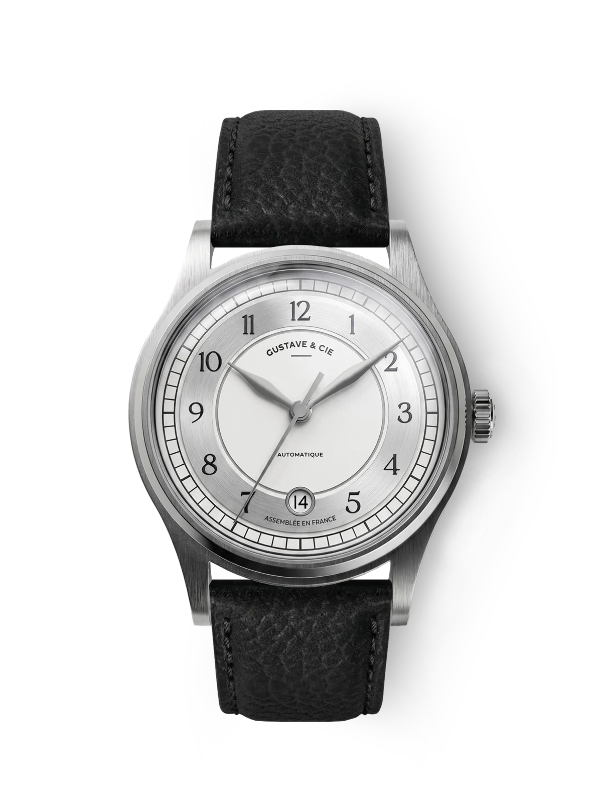 Gustave & Cie Charles blanc — Cuir Noir Réglisse Grainé