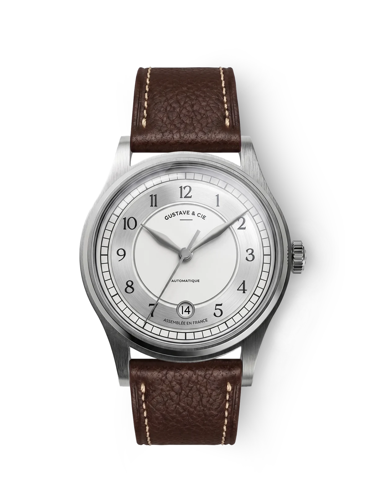 Gustave & Cie Charles blanc — Cuir Marron Chocolat Grainé