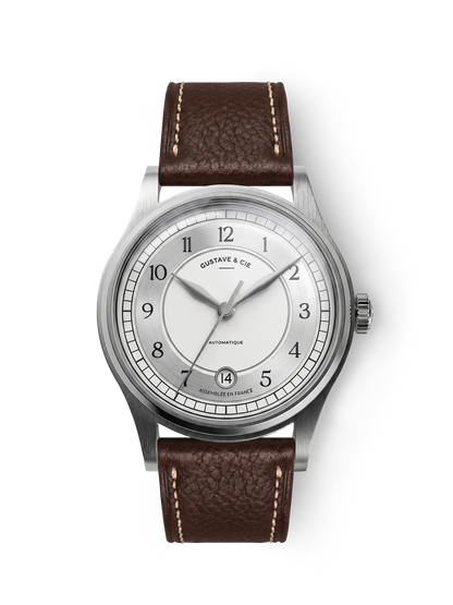 Gustave & Cie Charles blanc — Cuir Marron Chocolat Grainé