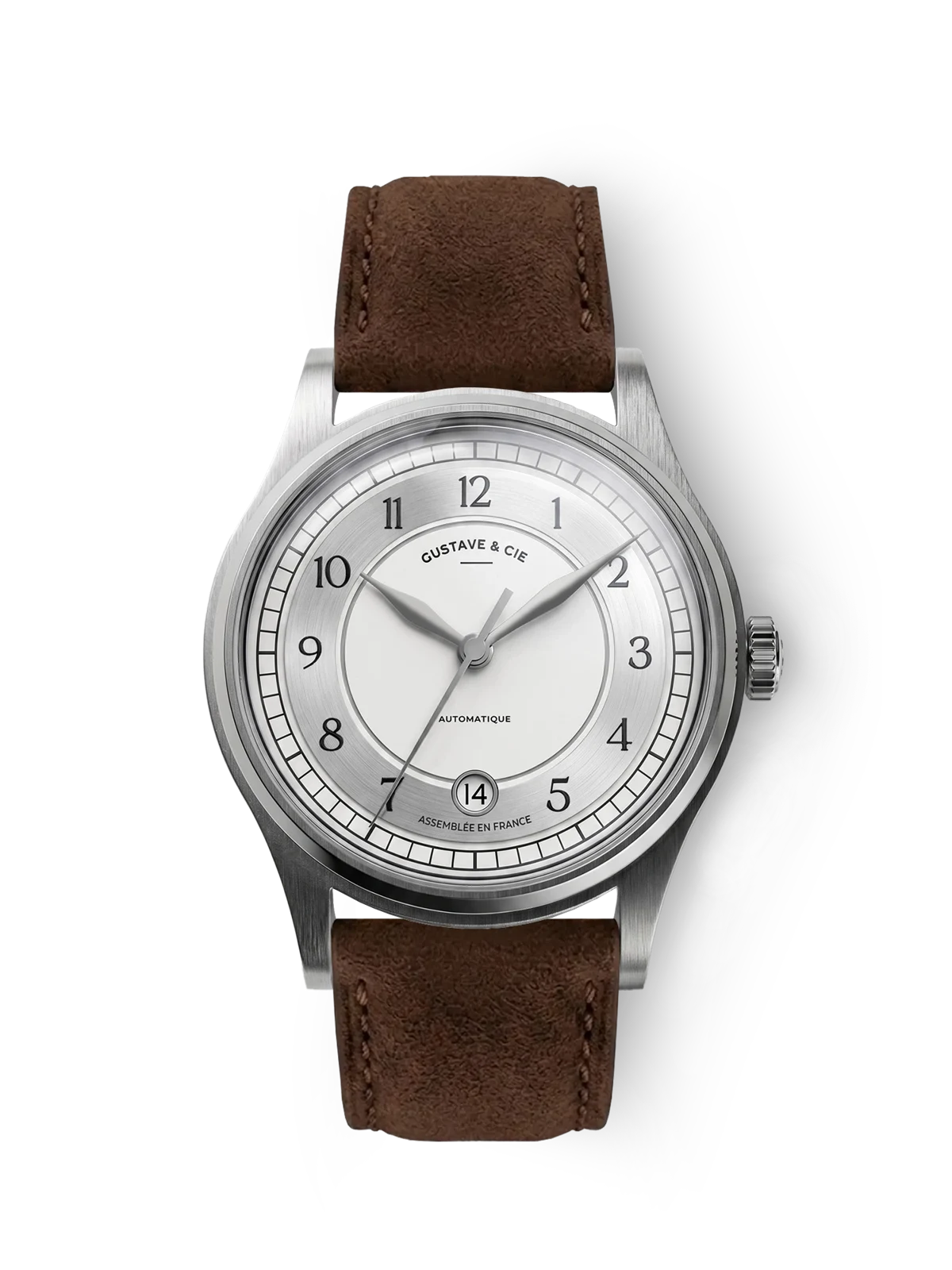 Gustave & Cie Charles blanc — Cuir Nubuck Marron Chocolat