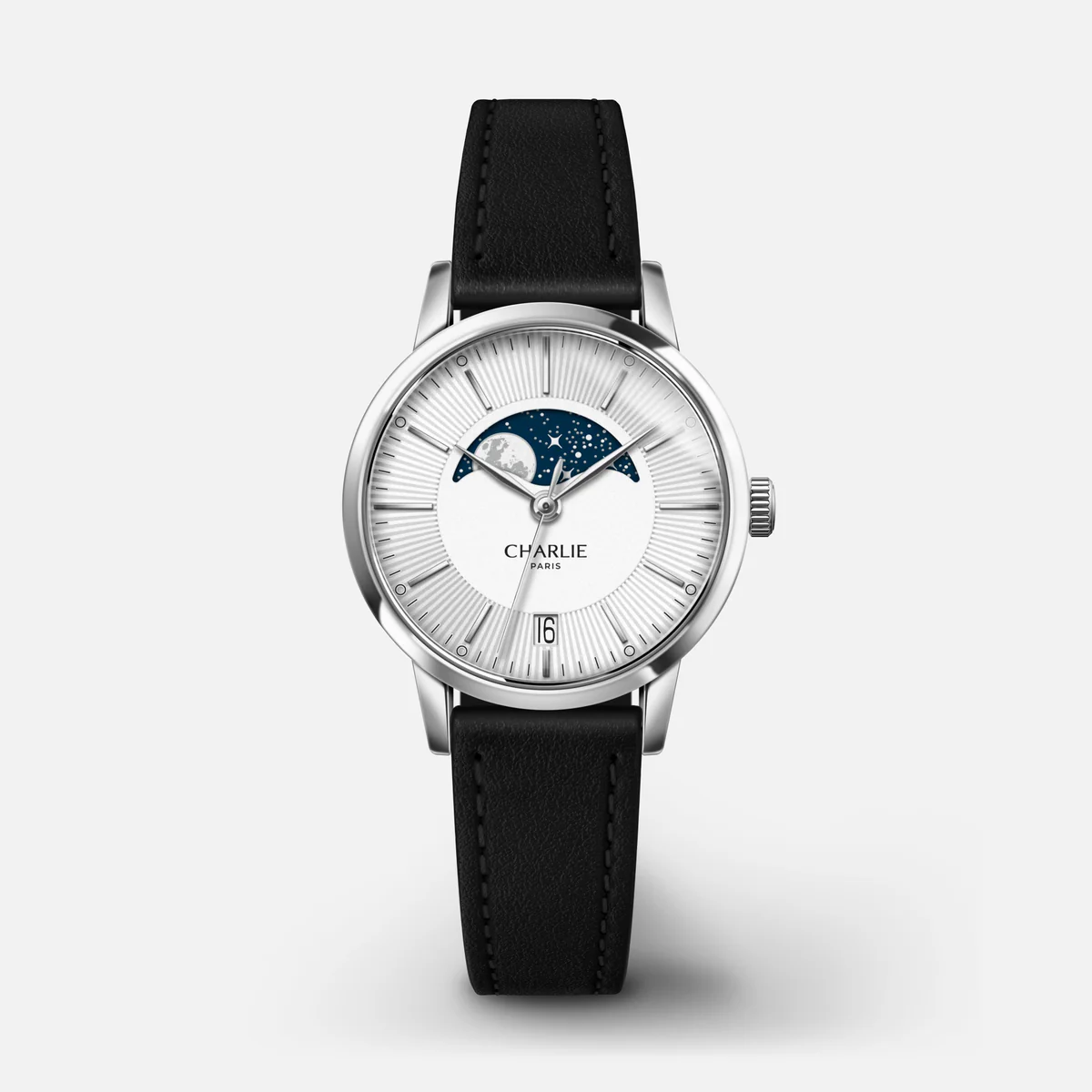 MONTRE CHARLIE PARIS : SULLY QUARTZ PHASE DE LUNE ACIER