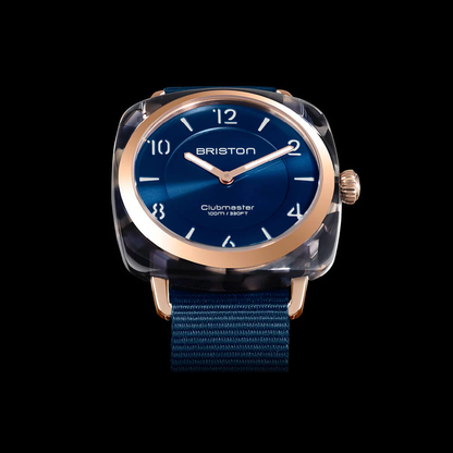 MONTRE BRISTON : CLUBMASTER CHIC BLEU NUIT & OR 21536.PRA.UB.33.NMB