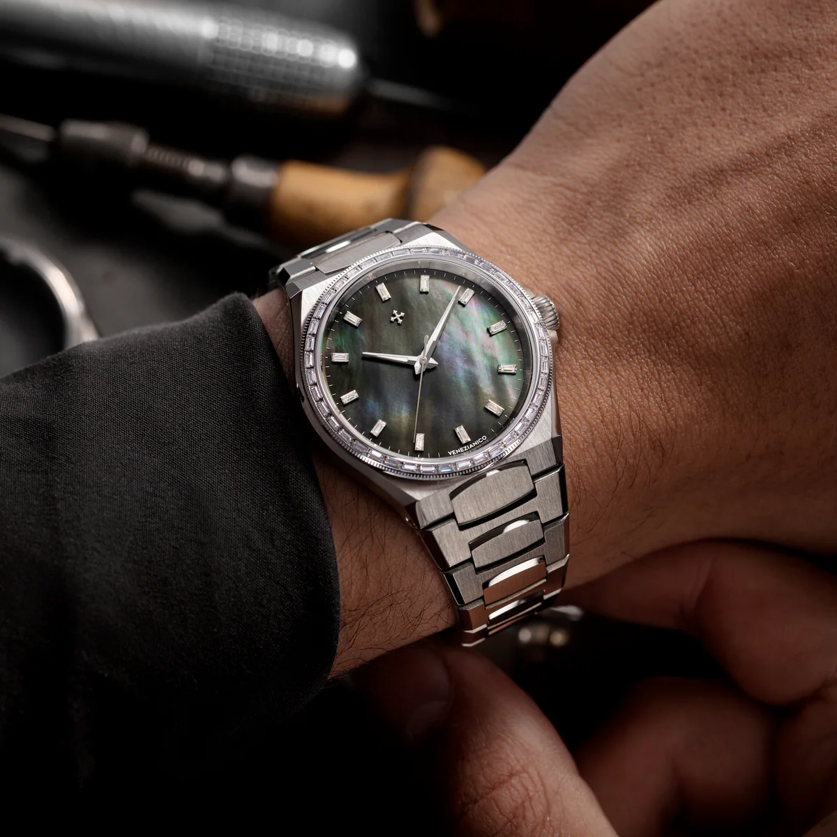 MONTRE VENEZIANICO : ARSENALE 37 MOISSANITE NOIR 6121514C