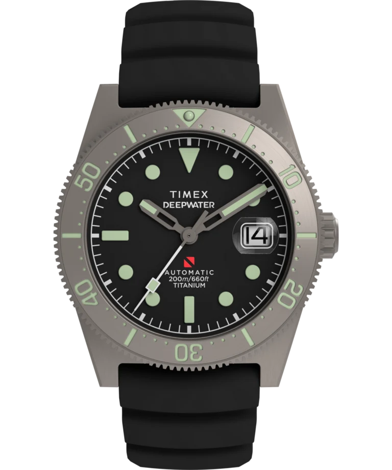 Timex : Deepwater Reef 200 Titanium automatique noir 41 mm, vue de face