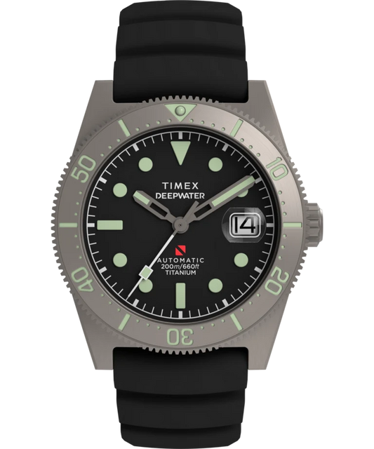 Timex : Deepwater Reef 200 Titanium automatique noir 41 mm, vue de face