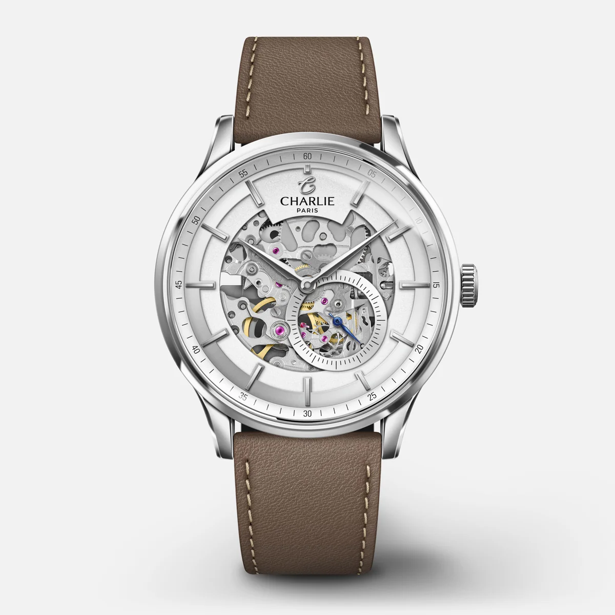 CHARLIE PARIS : INITIAL - AUTOMATIQUE SQUELETTE - BLANC