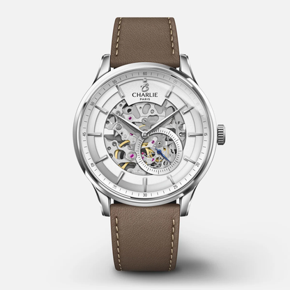 CHARLIE PARIS : INITIAL - AUTOMATIQUE SQUELETTE - BLANC