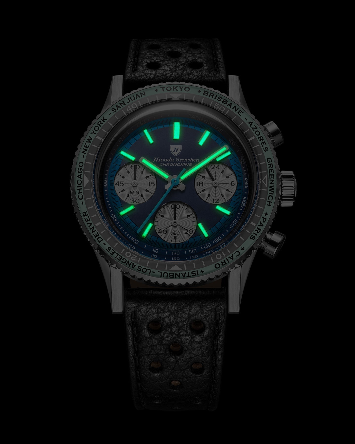 Montre Nivada Grenchen : Chronoking Summer Edition Mecaquartz Bleu Lagon