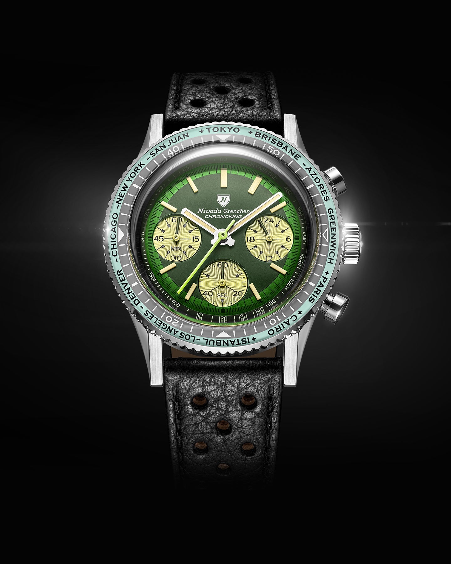 Nivada Grenchen Watch: Chronoking Summer Edition Mecaquartz Green