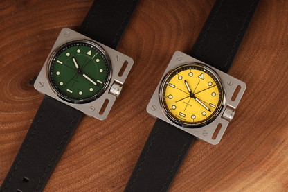 Montre AndoAndoAndo : Vinyl Record Pilot Jaune x Minimal Wear