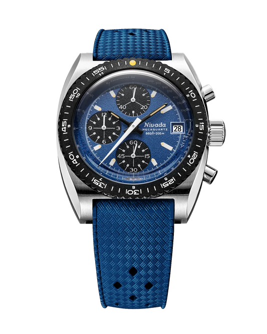 Nivada Grenchen Watch: Blue Autochron Mecaquartz