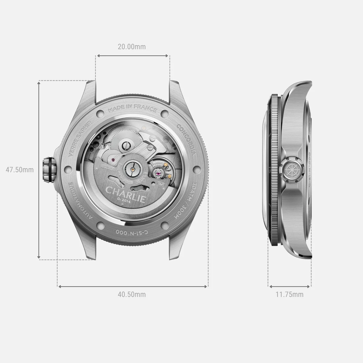 Montre Charlie Paris : Concordia GMT Automatique Noir