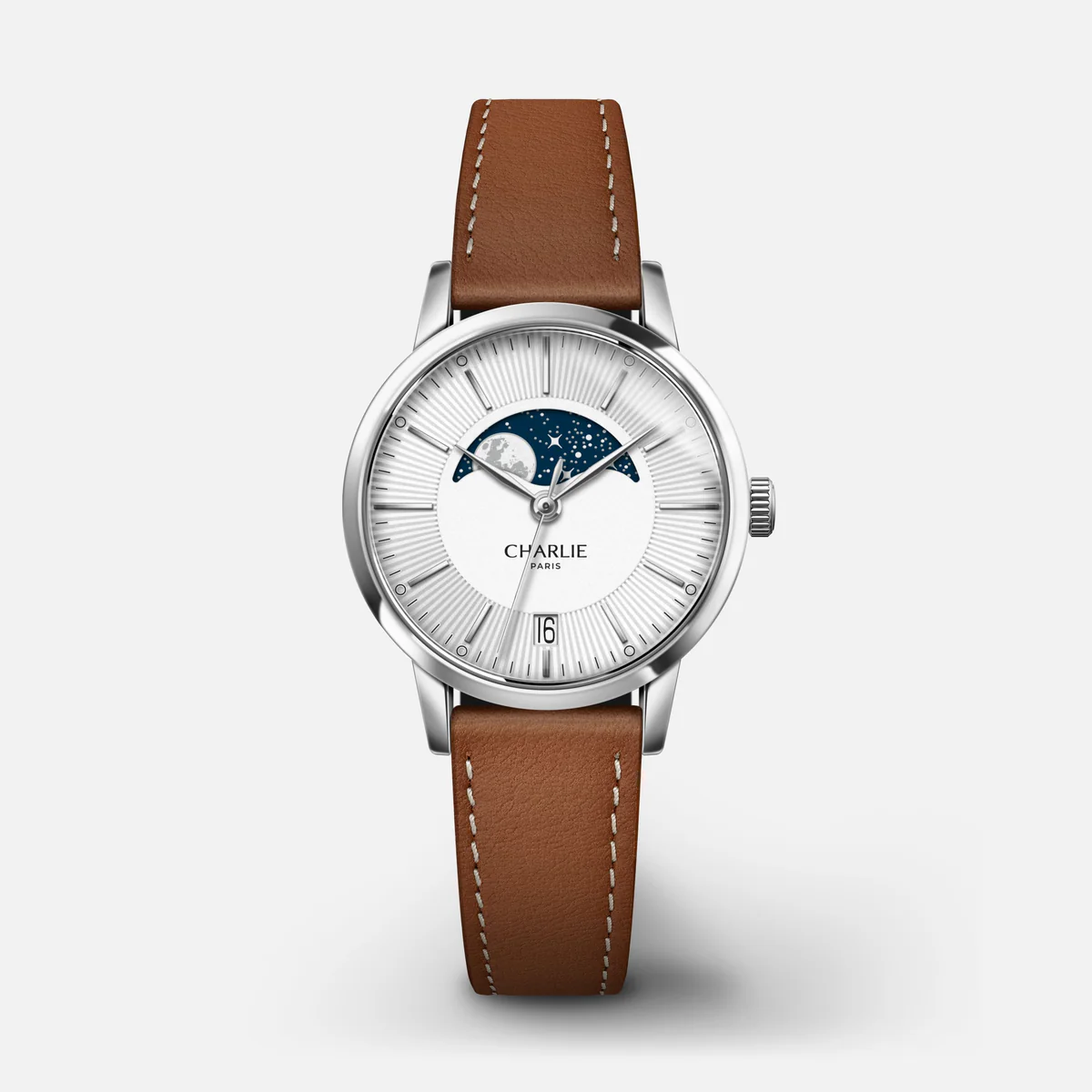 MONTRE CHARLIE PARIS : SULLY QUARTZ PHASE DE LUNE ACIER