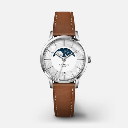 MONTRE CHARLIE PARIS : SULLY QUARTZ PHASE DE LUNE ACIER