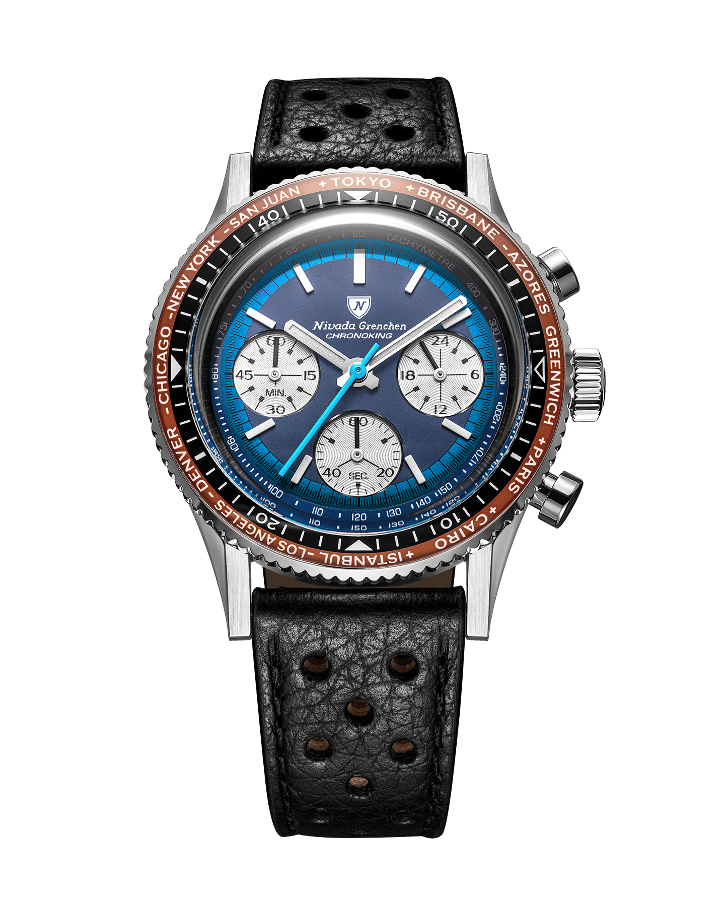 Montre Nivada Grenchen : Chronoking Summer Edition Mecaquartz Bleu Lagon